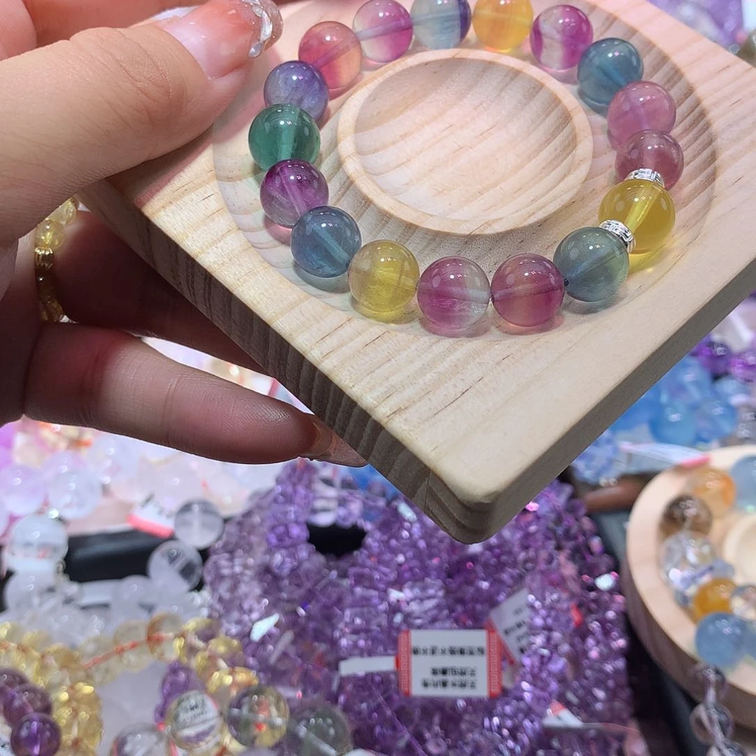 水晶手串未镶嵌彩萤石