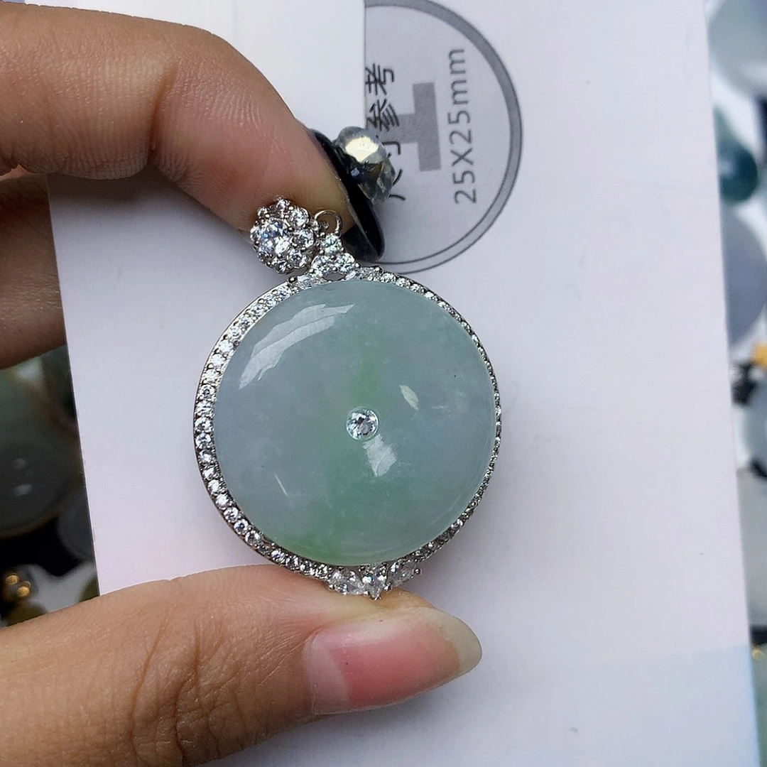 颈饰银S925镶嵌翡翠天然翡翠