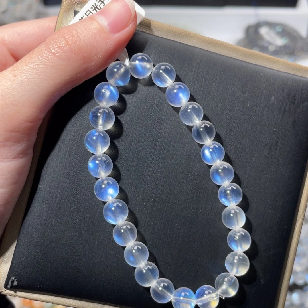 长石手链未镶嵌毕业级深蓝光蓝月光7.7m