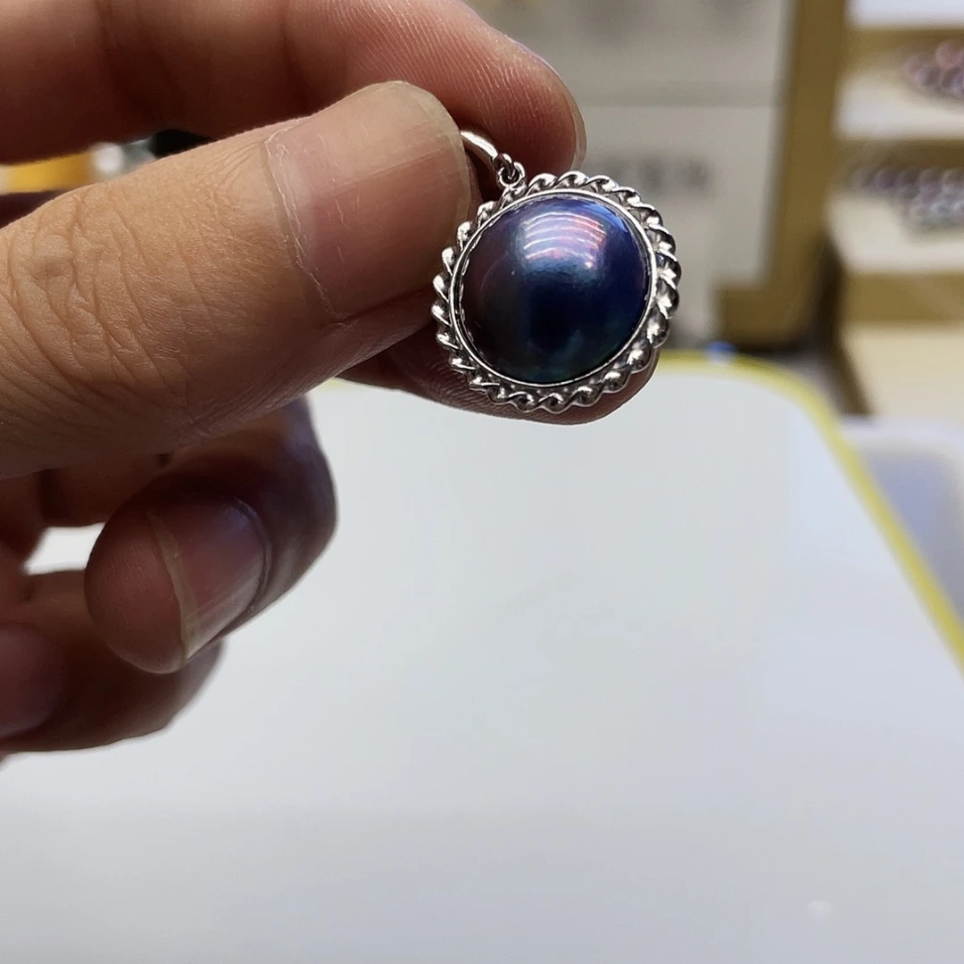 银S925镶嵌拼合珍珠（马贝珠）颈饰