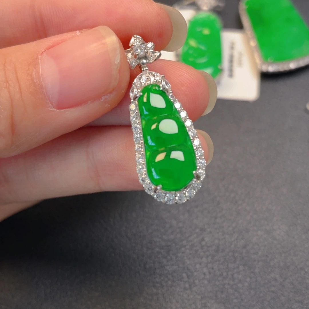 翡翠银S925镶嵌吊坠(不含链)