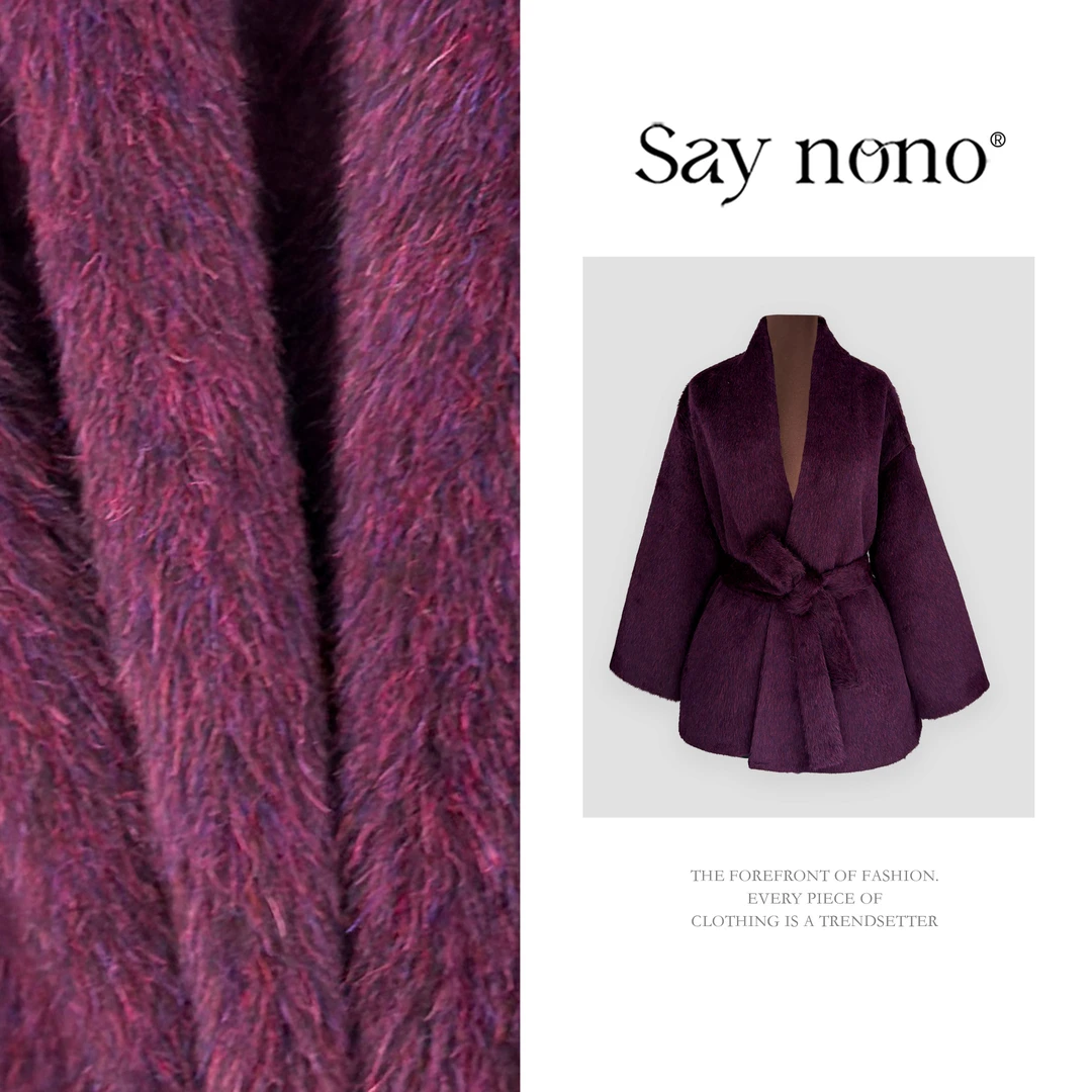 懒猫nono│Saynono 时尚复古纯色V领收腰显瘦羊驼外套 GJ254683MY