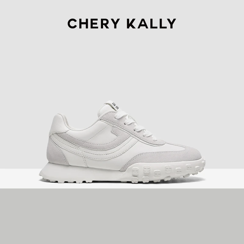 CHERY KALLY女士运动鞋真皮休闲板鞋潮鞋增高系带厚底961YD5038