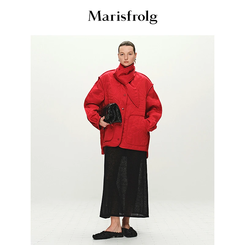 Marisfrolg玛丝菲尔 2025春新款大红色棉服外套A1FZ10548