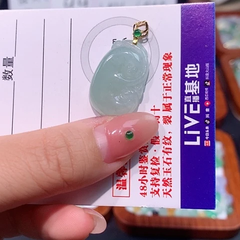 颈饰18K金镶嵌翡翠如意