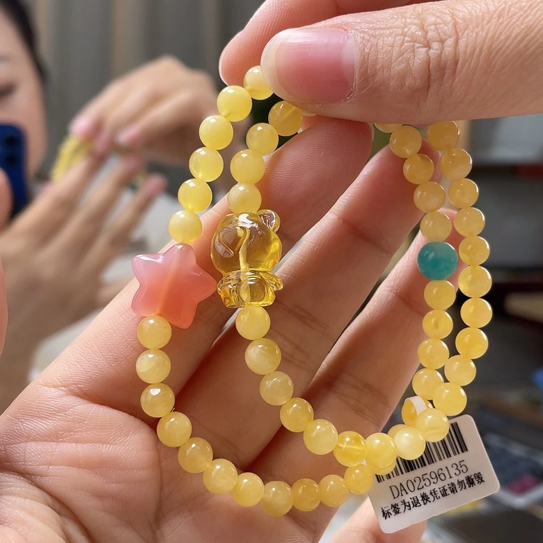 琥珀裸石未镶嵌蜜蜡手串
