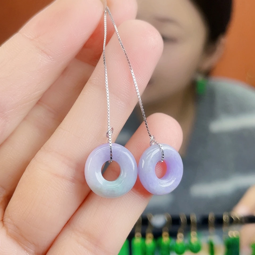 翡翠银S925镶嵌耳饰