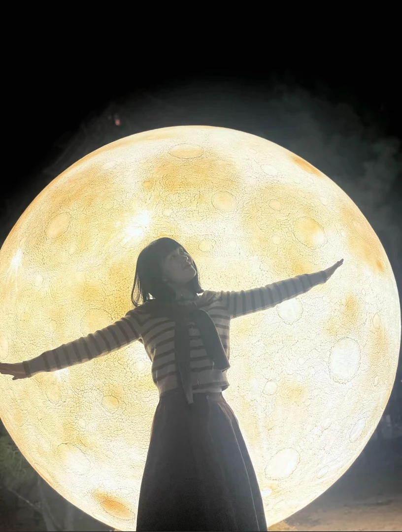 3d陨坑月球灯落地户外防水月亮灯超大发光圆球吊灯庭院装饰星球灯