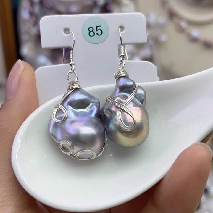 淡水珍珠耳饰银S925镶嵌