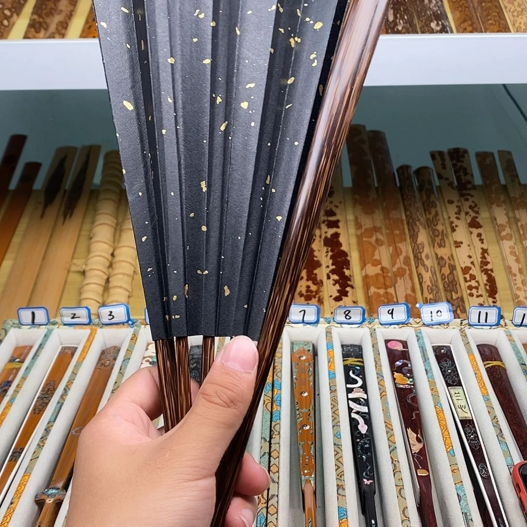 我***家扇子全棕竹文玩折扇