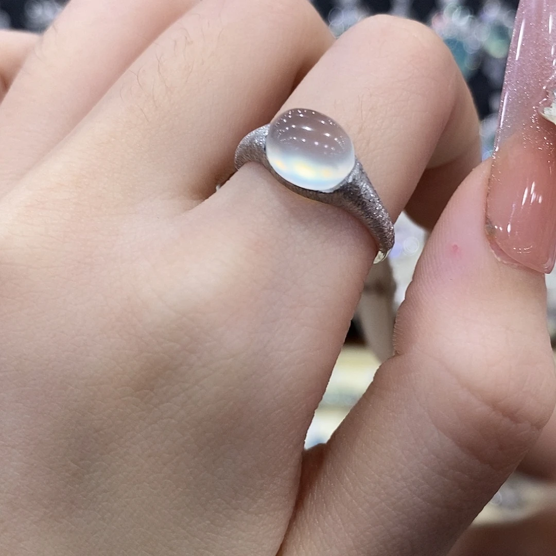 蛇纹石玉银S925镶嵌戒指