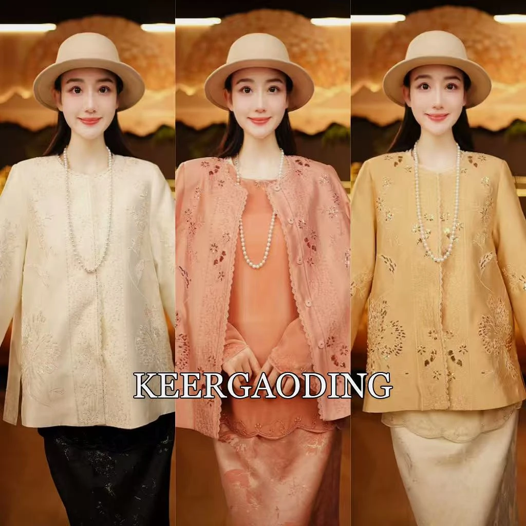 【已售罄】高端新中式国风设计师款钉珠刺绣丝毛外套WD-93363