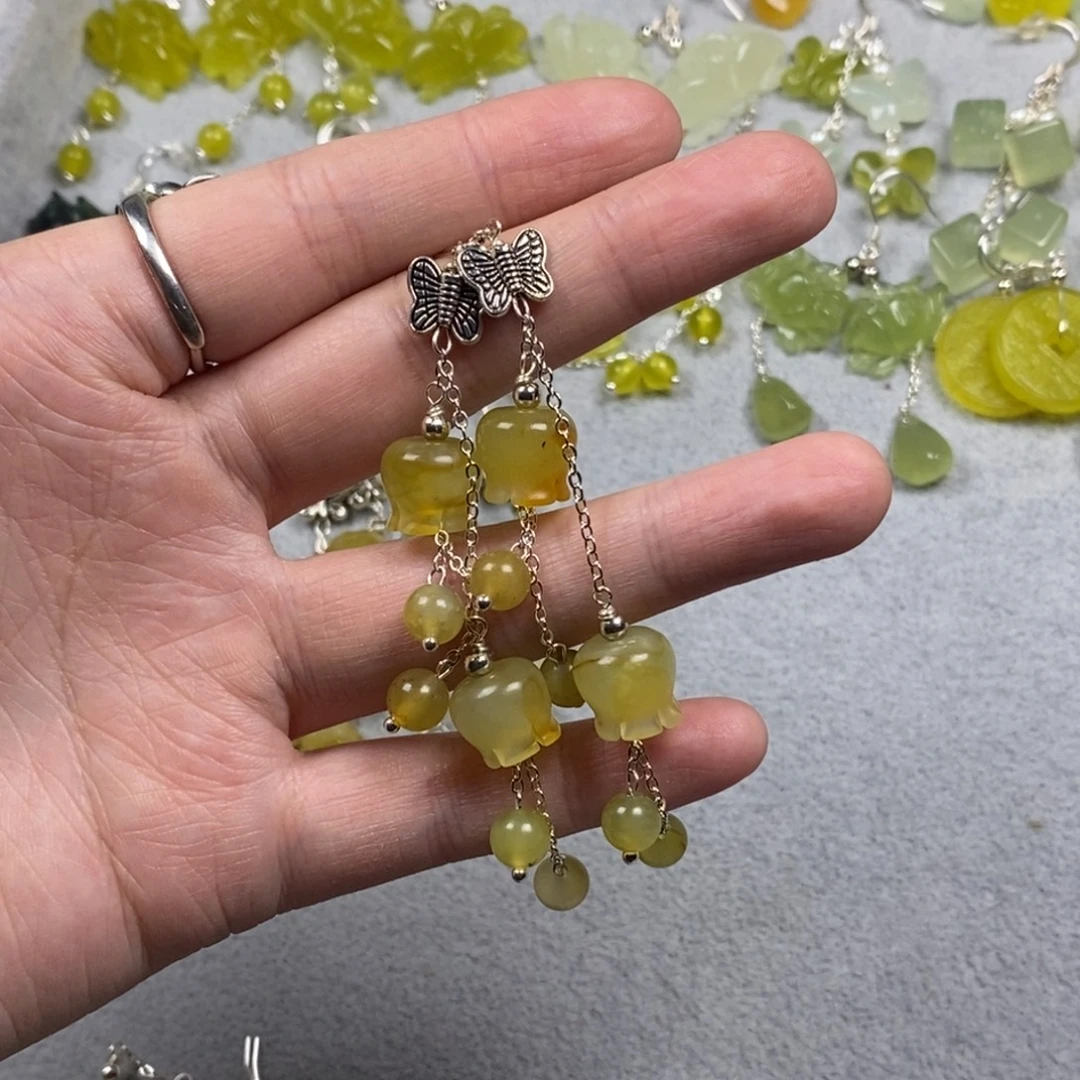 蛇纹石玉未镶嵌挂件耳饰耳环项链