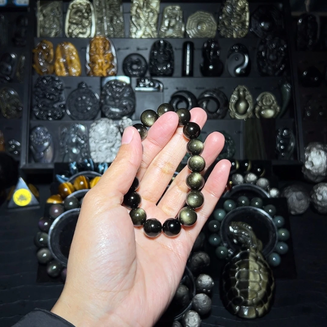 畅***M黑曜岩未镶嵌手链