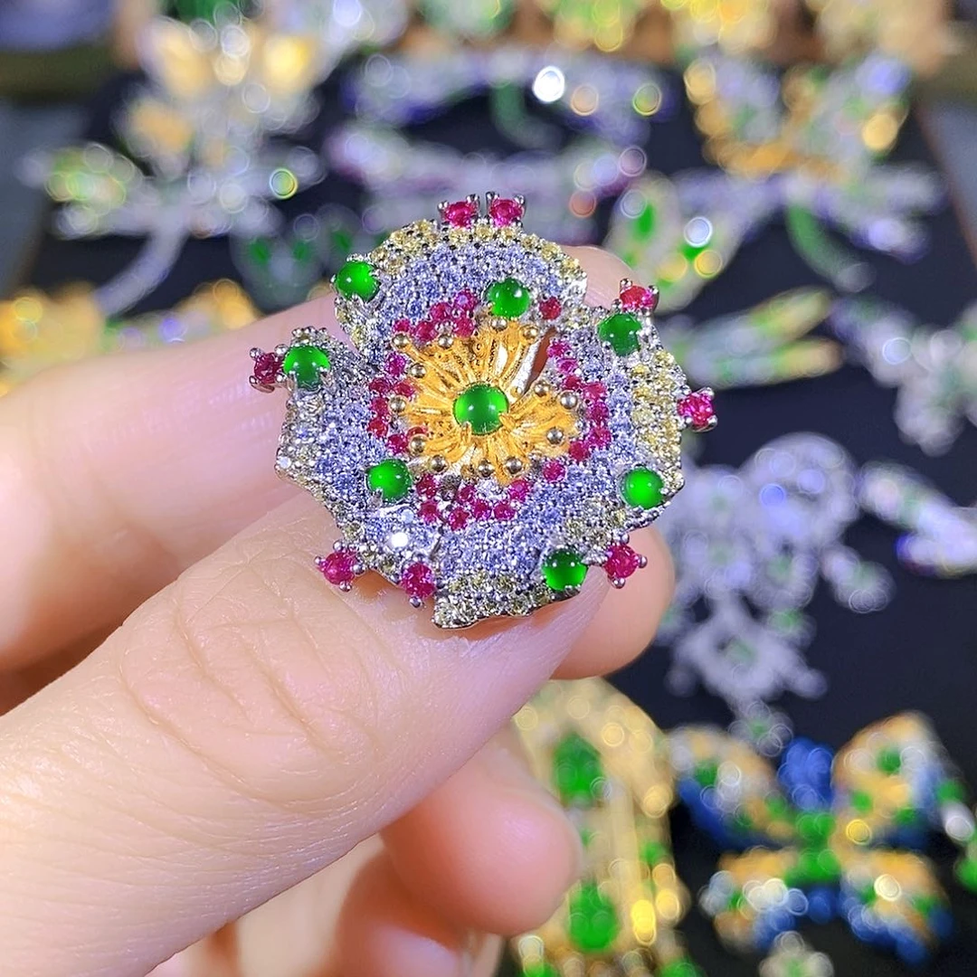 吊坠(不含链)银S925镶嵌翡翠