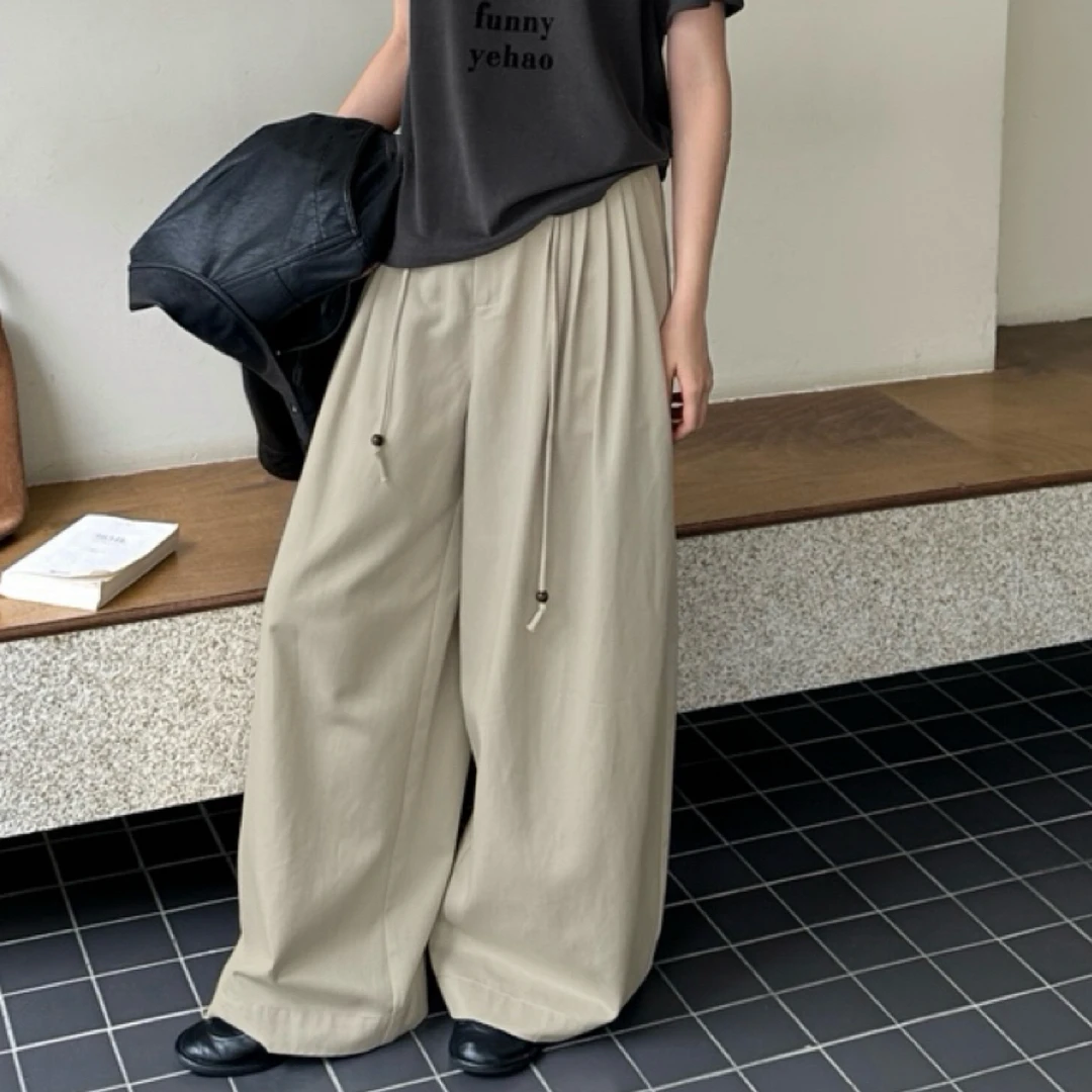 【硕和集】925321垂感拖地慵懒休闲阔腿裤女新款宽松设计感裤子