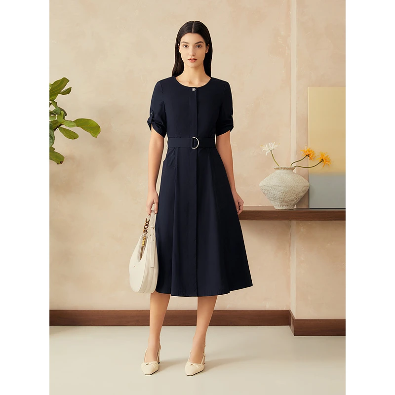 YINER音儿专选2025新款工装风气质经典赫本轻薄连衣裙8C65105016