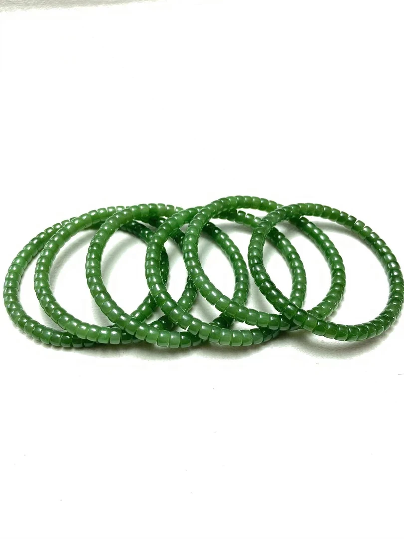天然和田玉碧玉药片手串俄料阳绿碧玉手链多样性发货拍一发一