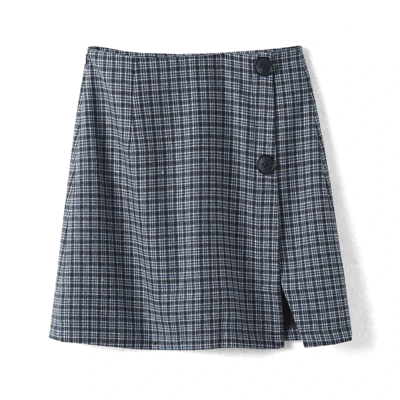 28245【依目系列】时尚蓝格半身裙1H831119D