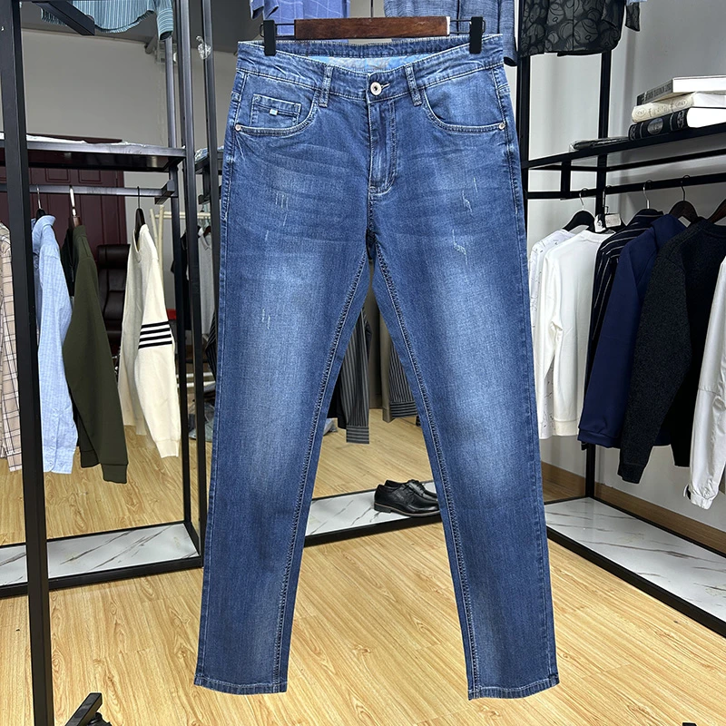 凉感简约时尚基础款修身小脚牛仔裤春夏季微弹长裤男裤子Y5T0159
