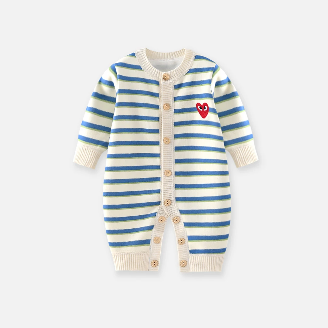 小月龄宝宝春装连体衣儿童爬服新生婴幼儿衣服春季针织毛衣