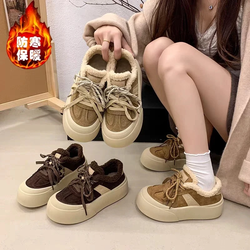 2025冬季新款加绒双鞋带时尚板鞋女休闲ins加厚秋冬百搭女鞋ZT-2