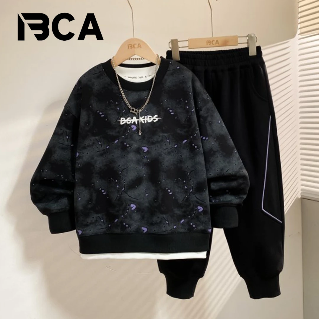 BCA【暗夜星空】秋季新款中大童男孩潮酷时尚休闲套装DF-套装3755
