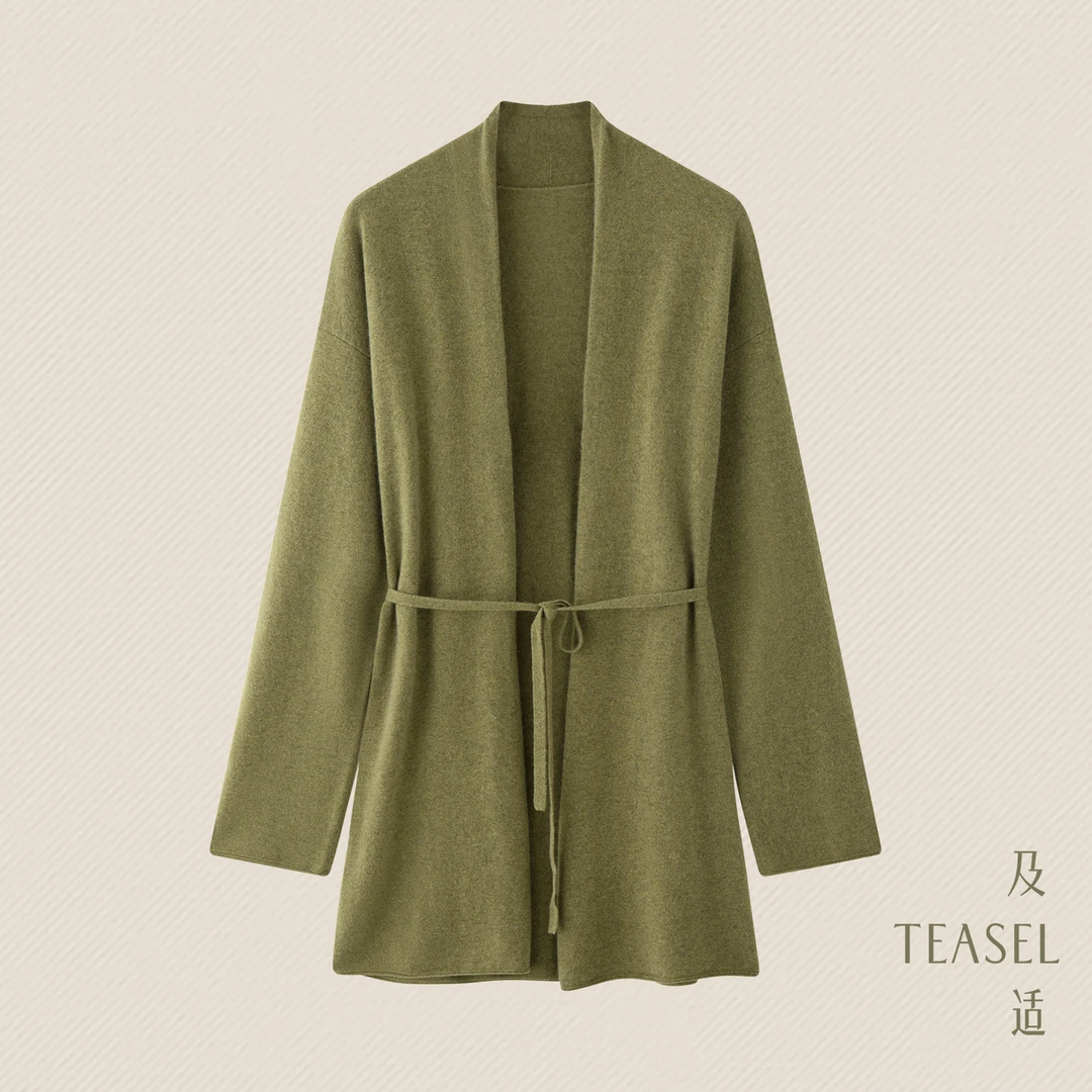 TEASEL「阿拉善的云」BABY级羊绒显瘦气质长袖针织开衫毛衣2413503