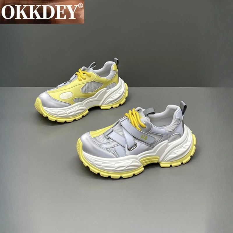 okkdeyokkdey高端轻奢男鞋秋季透气网面运动休闲鞋厚底增高板鞋老