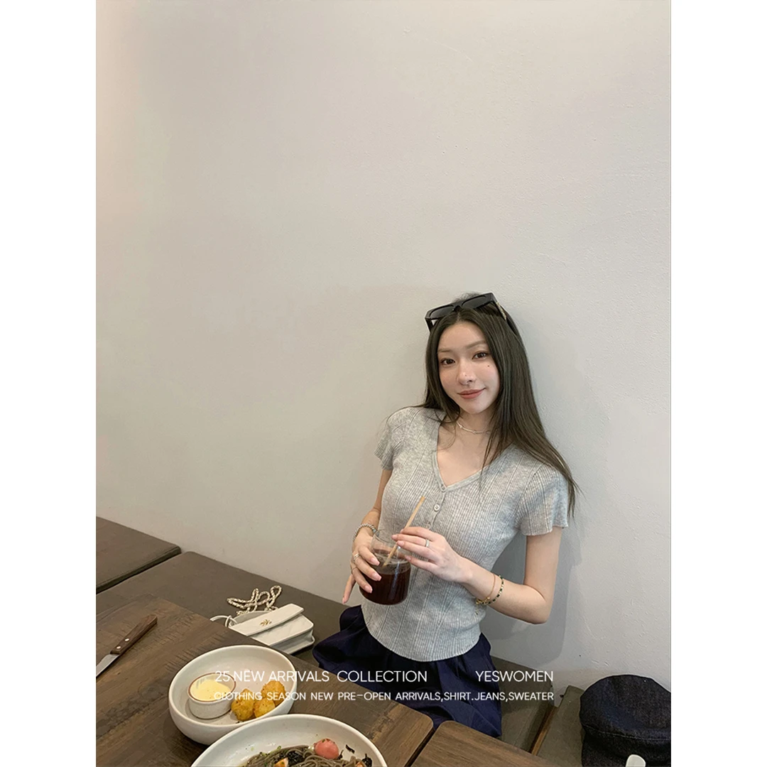 YESWOMEN【DA】甜贝奶冻·贝壳袖细支咩毛混纺上衣XY7051B3430