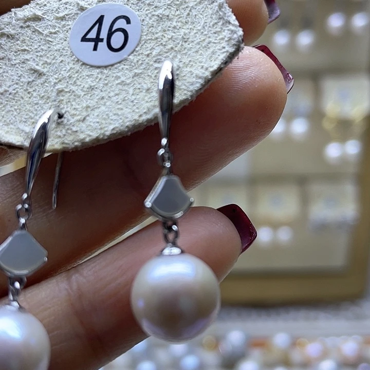 淡水珍珠耳饰银S925镶嵌