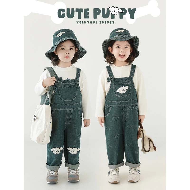 幼悠【元气修狗】春壹波春秋休闲时尚春装牛仔背带裤N5825 GN5824