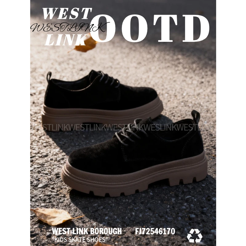 【抖音双11】西遇2025秋季新款德比鞋轻奢男生增高｜复古鞋休闲皮鞋