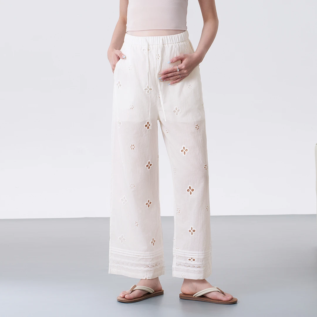 孕妇裤子夏薄款2025新款小个子大码纯棉直筒阔腿裤夏装