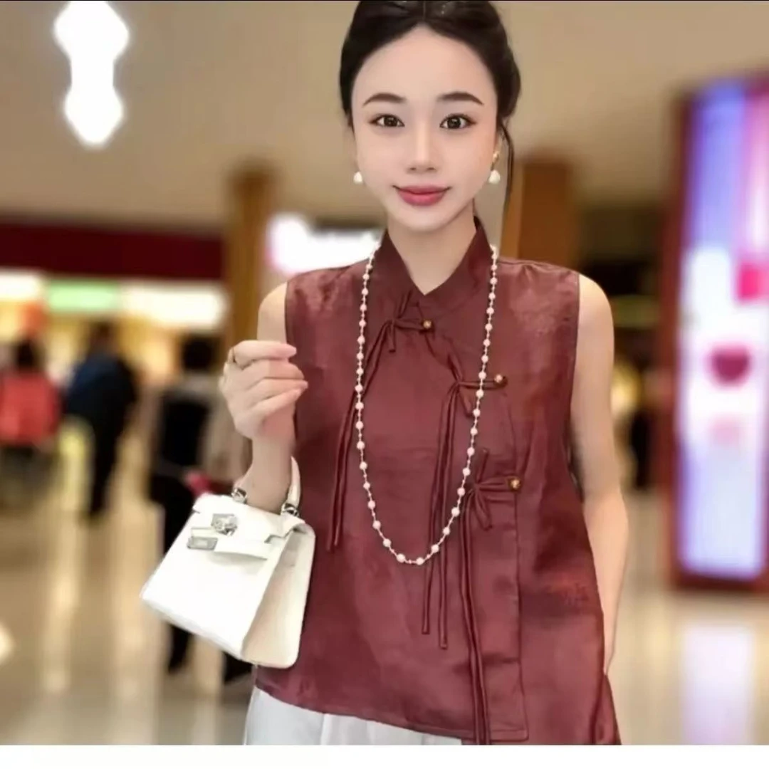 （小曼推荐）2120#新款时尚国风盘扣缎面马甲