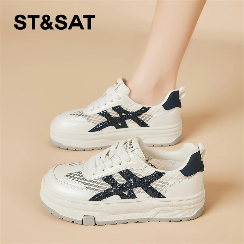 St&Sat/星期六夏季透气时尚休闲鞋增高平底鞋潮鞋百搭小众潮流
