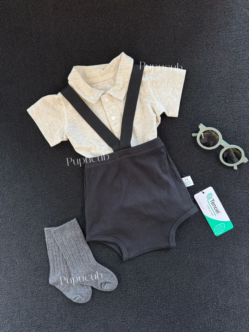 超帅韩系举重裤！Pupucub婴儿夏季裤子周岁宴百日宴男女宝宝衣服