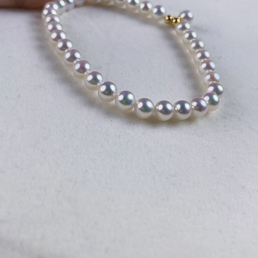 淡水珍珠手绳18K金镶嵌