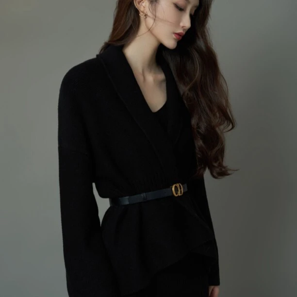 RACHEL 【质感美人】复古显瘦针织套装裙（不含腰带）