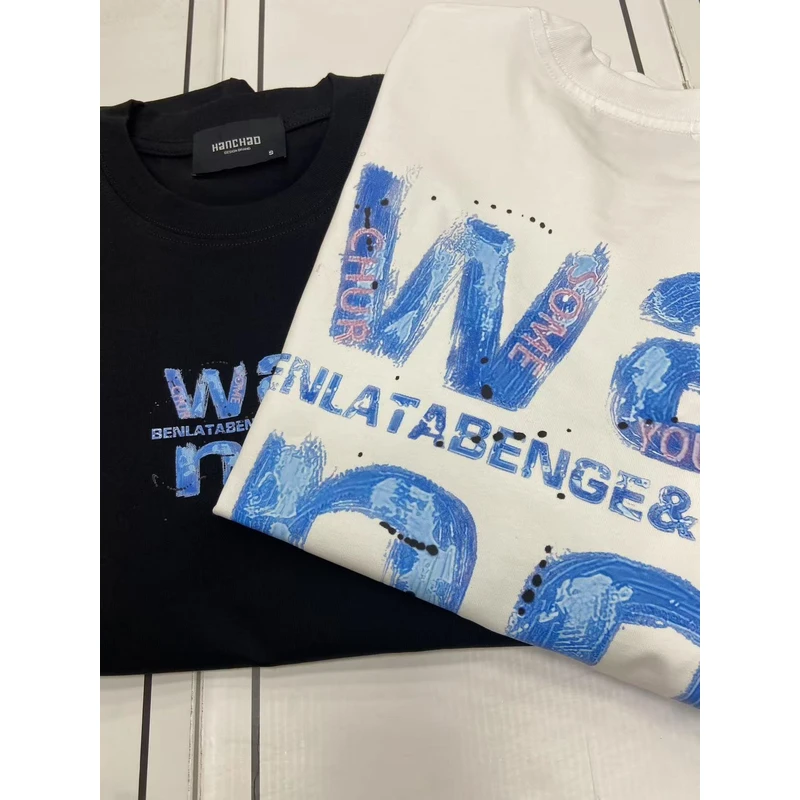 6号链接【手绘王】重磅潮牌春夏宽松圆领休闲半袖262