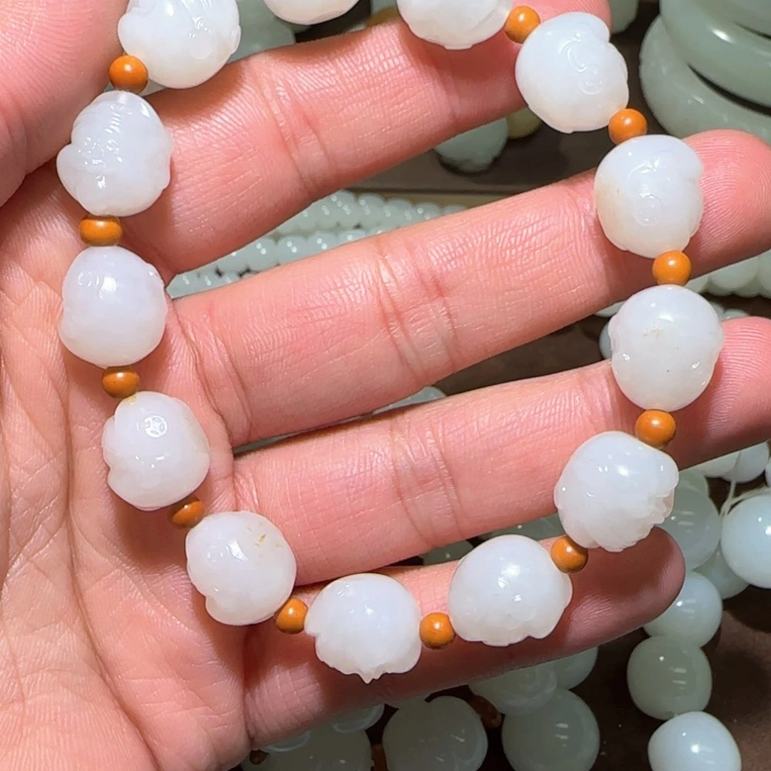 和田玉手链未镶嵌露*