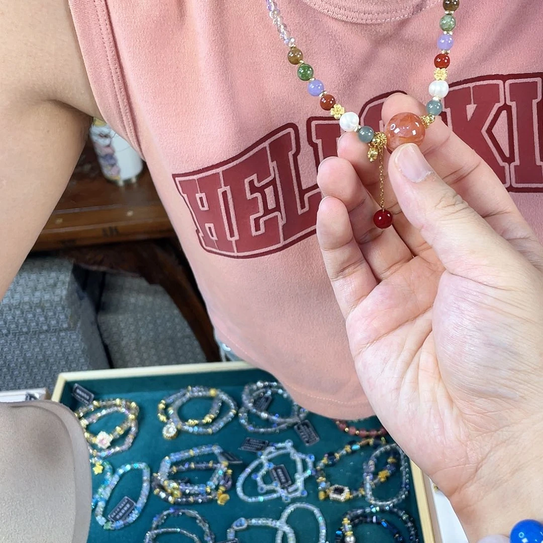 水晶手链银S925镀金镶嵌