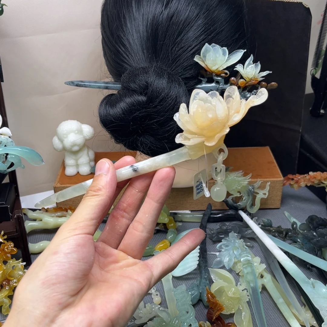 蛇纹石玉合金发饰