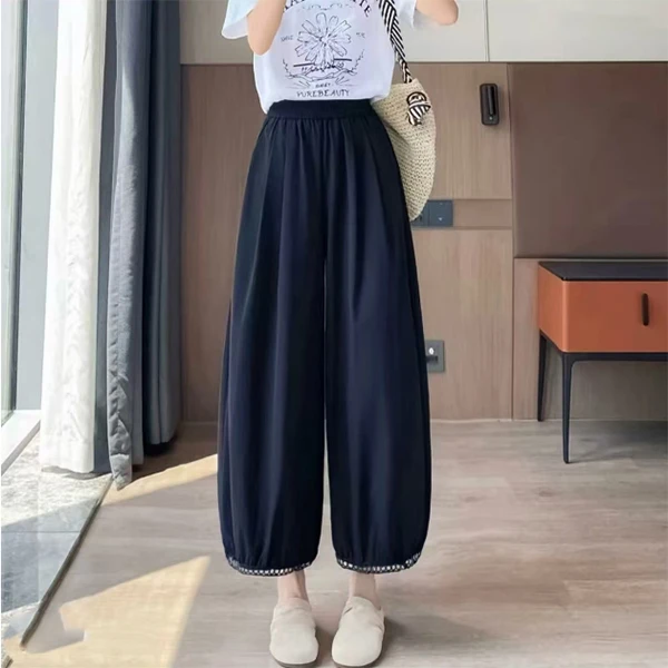 5022#夏季新品百搭潮流纯色九分洋气裙裤（2XL~5XL 90~155斤）