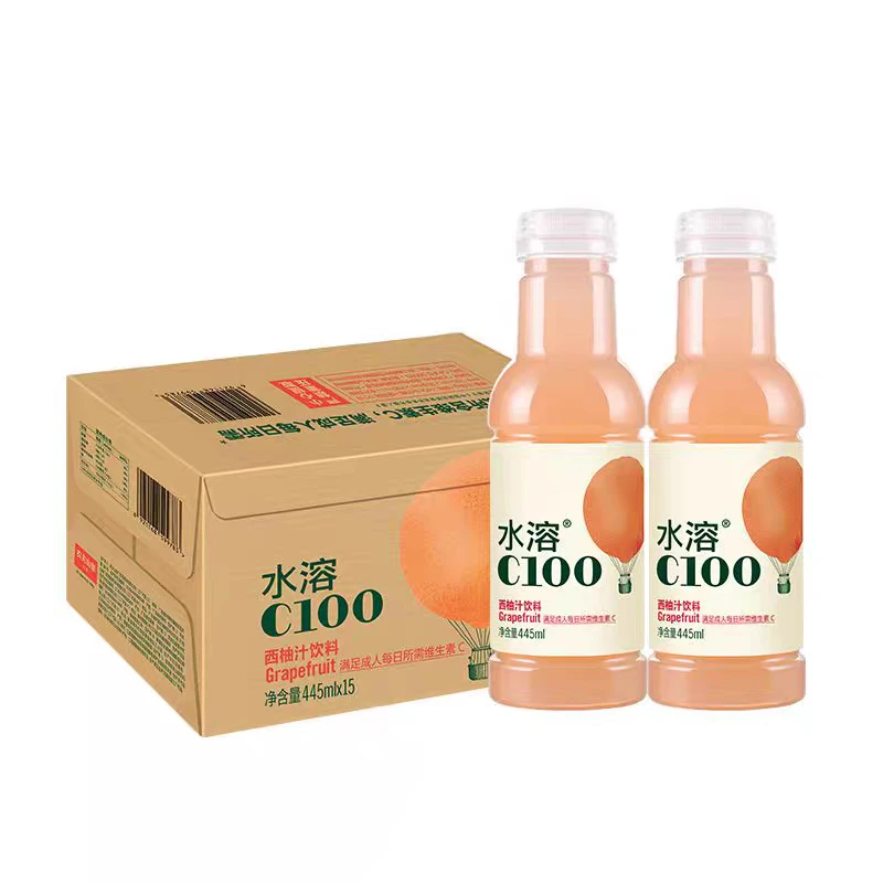 C100/水溶西柚汁饮料西柚味 445ml*15瓶（可备注常温，冰镇）