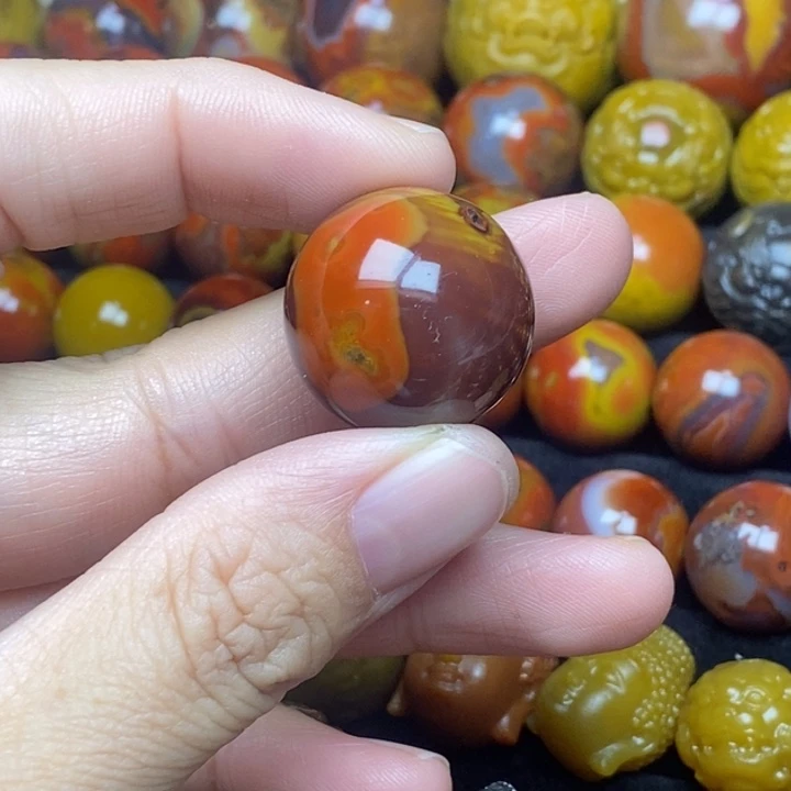 暗***光玛瑙/玉髓未镶嵌圆珠