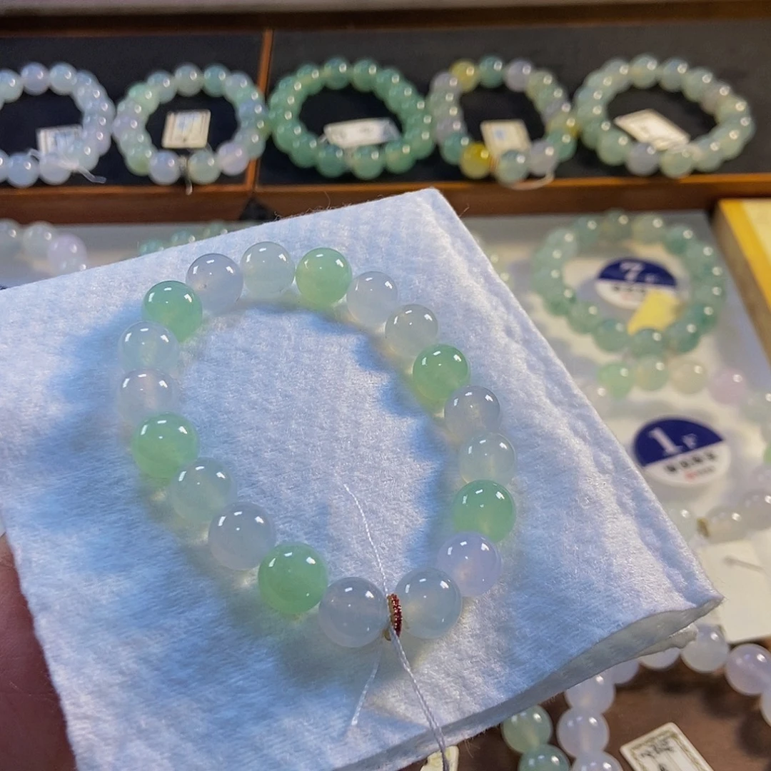 定制翡翠未镶嵌翡翠手串卡9.8