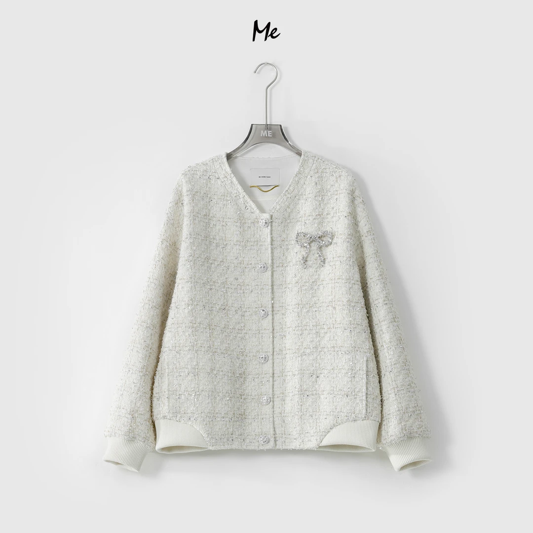 ME【棒球小香】绵羊毛混纺重工混纱花呢时尚百搭时尚外套MESS0562