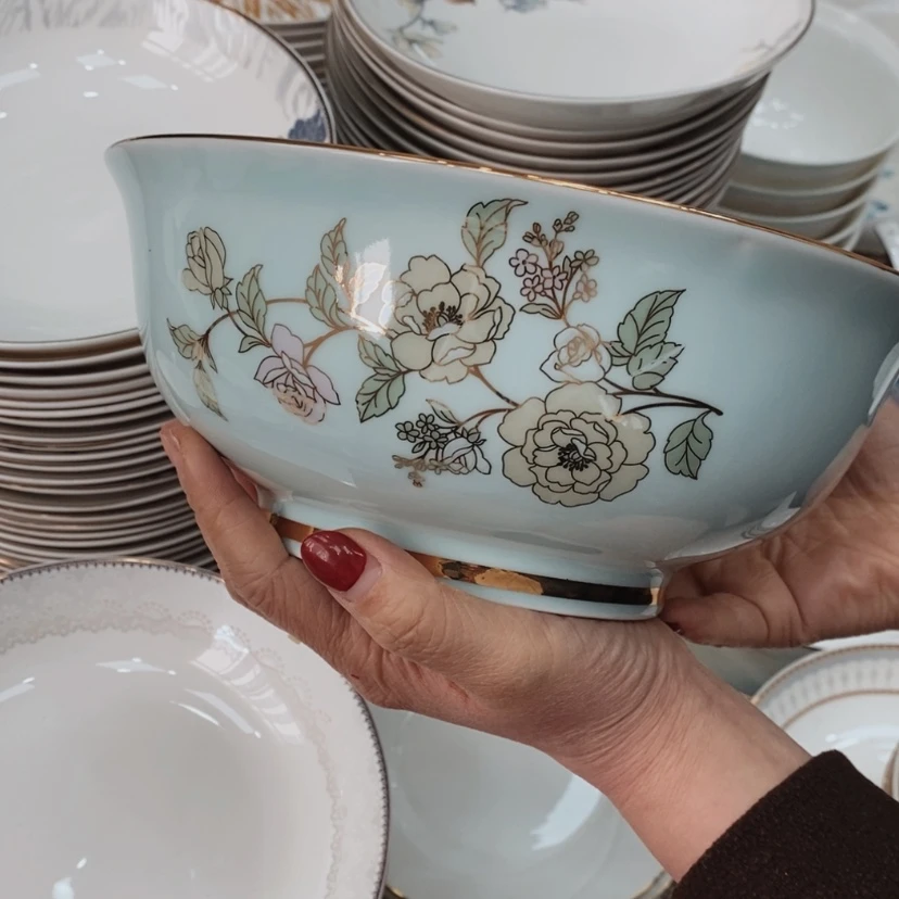 【闪购商品】搪瓷午***香花西子9寸汤碗1个