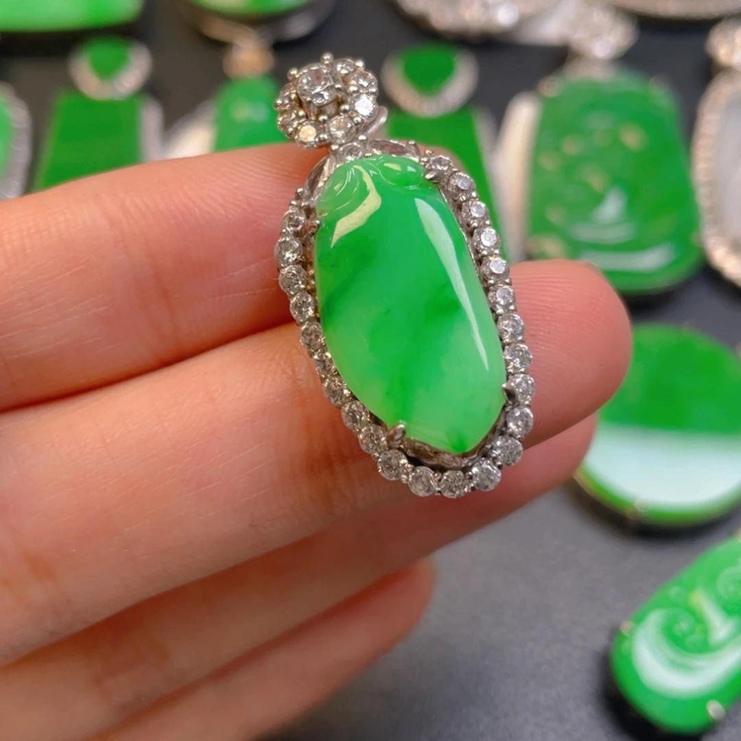 翡翠银S925镶嵌吊坠(不含链)